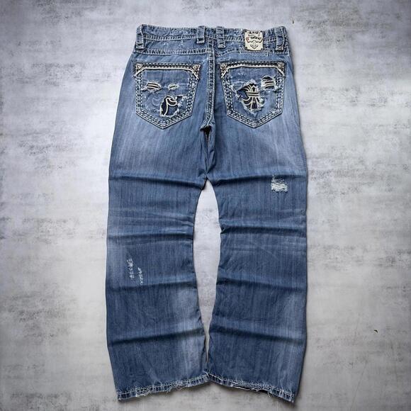 Y2K Rock Revival Grunge Bobber Bootcut Distress Denim Jeans